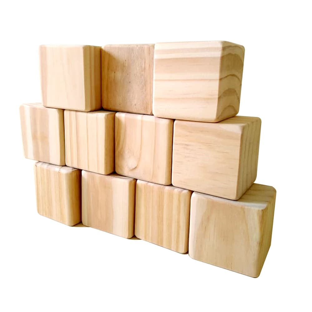 Cubos de Madeira Pinus 7x7cm Lixados Aveludados para Artesanato e Decoração