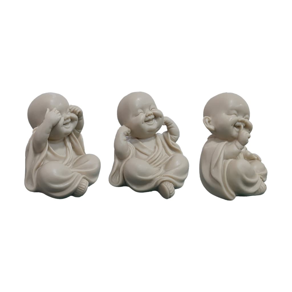 Trio de Budas (Não Falo, Não Ouço, Não Vejo) Escultura Resina 8cm