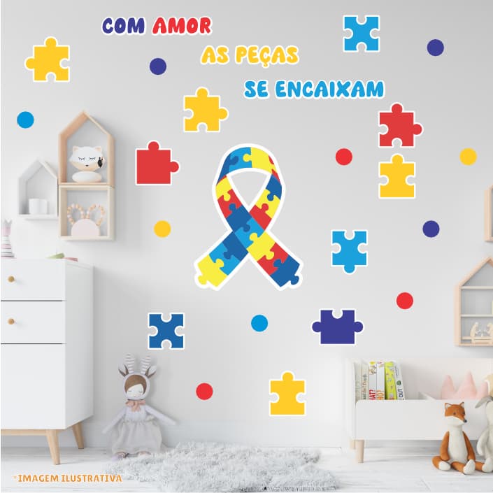 PAPEL DE PAREDE - RECORTE -  AUTISMO 2 - QUEBRA CABEÇA