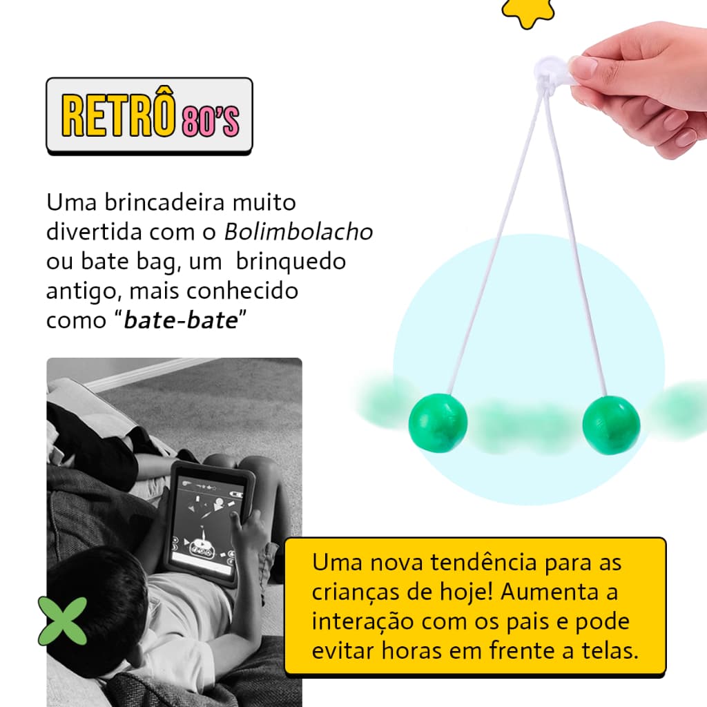 Brinquedo Bate Bate Bolimbolacho Retro Anos 80 e 90 Clássico Nostalgia Infantil e Adulto Envio Imediato Pronta Entrega