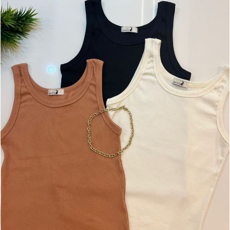 Kit 3 Regatas Femininas Ribana Algod茫o Leve e Fresca Cores Sortidas