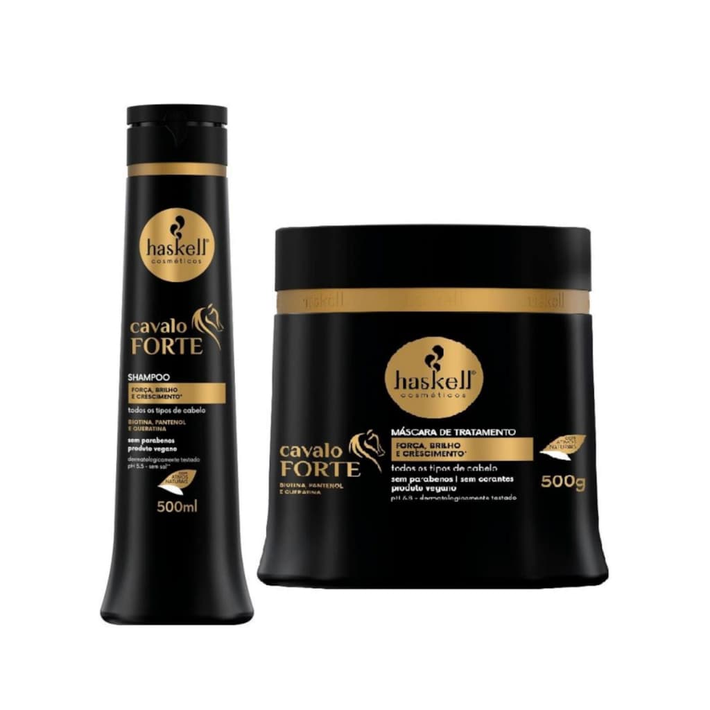Kit Haskell Cavalo Forte Shampoo 500ML + 1 Mascara 500 ML Tratamento Capilar Cuidados com o Cabelo Fios Mulher