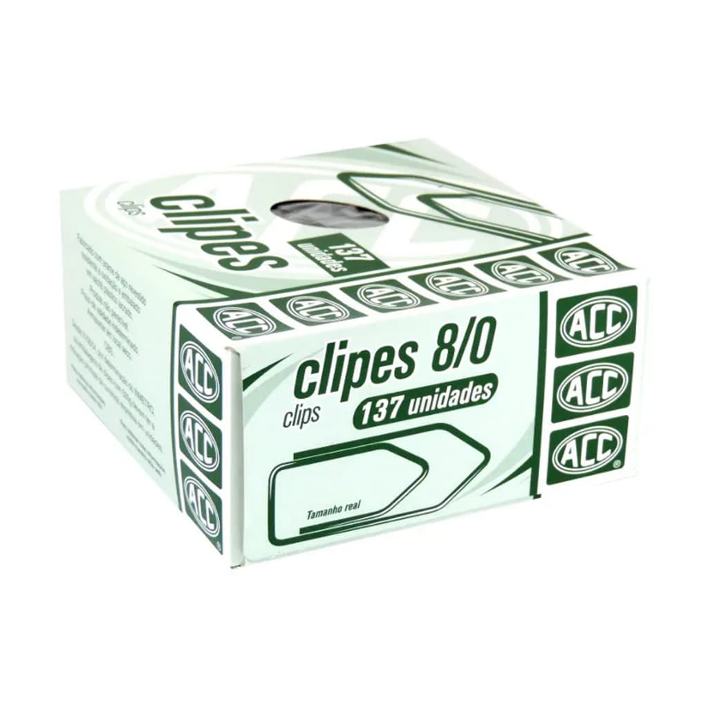Clips De Papel 8/0 Com 137 Unidades Galvanizado - Acc