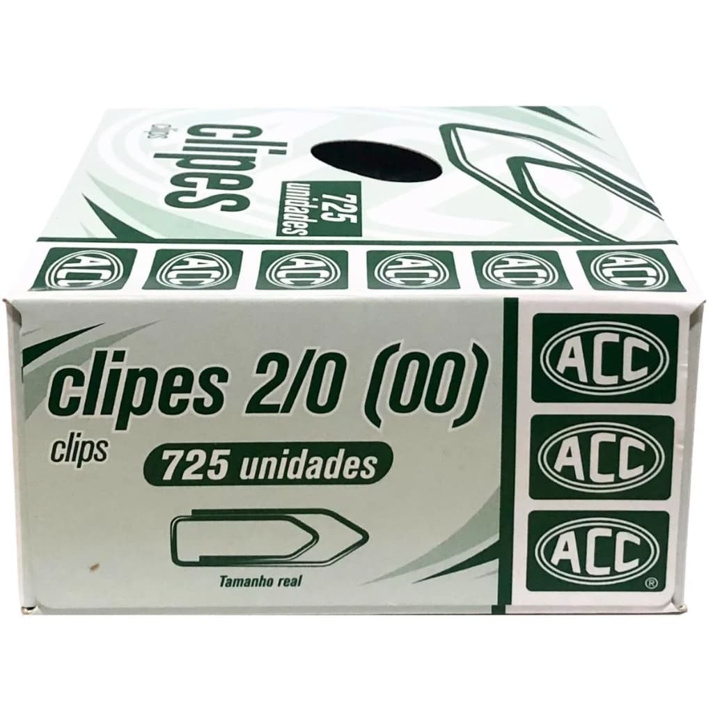 Clips De Papel 2/0 Com 725 Unidades Galvanizado - Acc