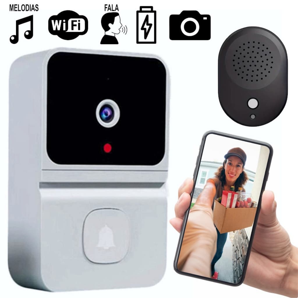 Campainha Sem Fio Com Câmera Wifi Smart T23 ou X9 Interfone Áudio e Vídeo Porteiro Digital