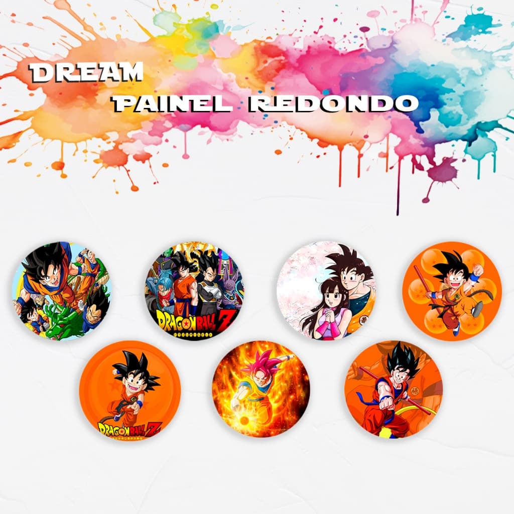 Capa Para Painel Redondo Tematico Dragon Ball Z DBZ Goku Gohan Titi Aniversario Menino Evento Menina Festa Descoração