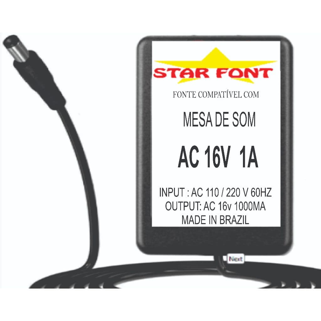 Fonte AC 16V Para Mesa De Som Mixer Peavey Delta Stomp