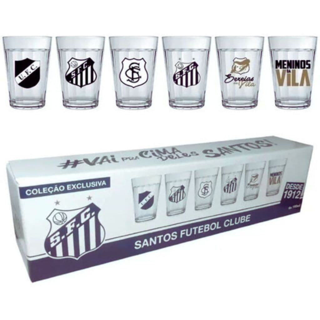 Conjunto 6 Peças Copo Licenciado Santos Futebol Oficial