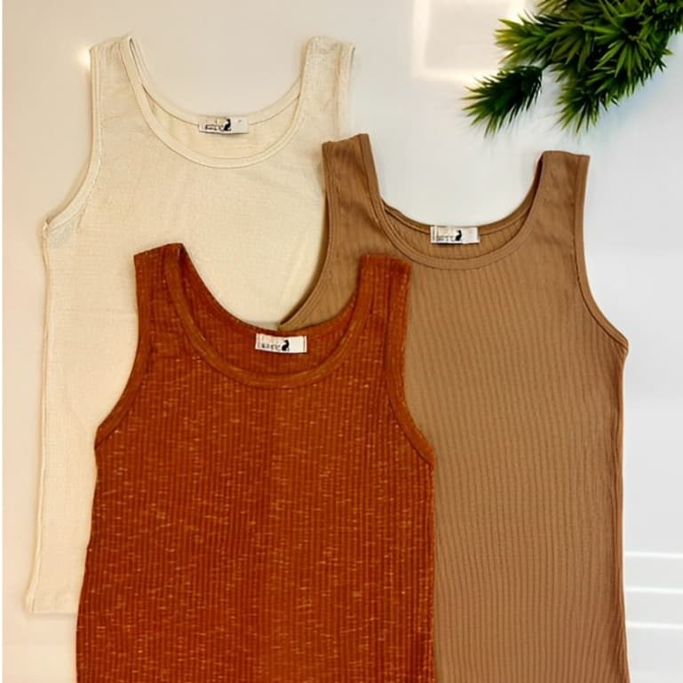 Kit 3 Blusas Feminina Malha Canelada Ribana Algod茫o Lisas B谩sicas Cores Sortidas