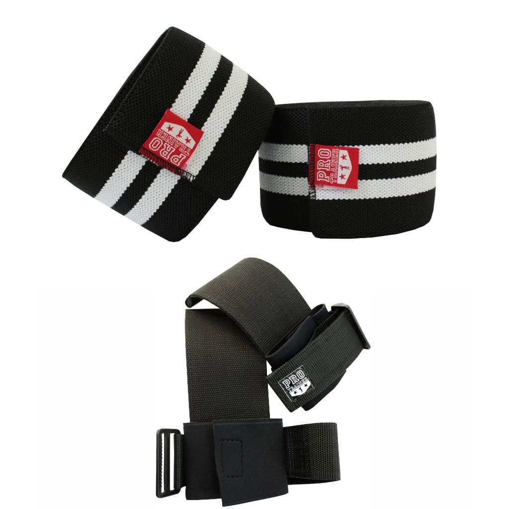 Kit Faixa De Joelho + Strap Largo Mão Puxada Agachamento