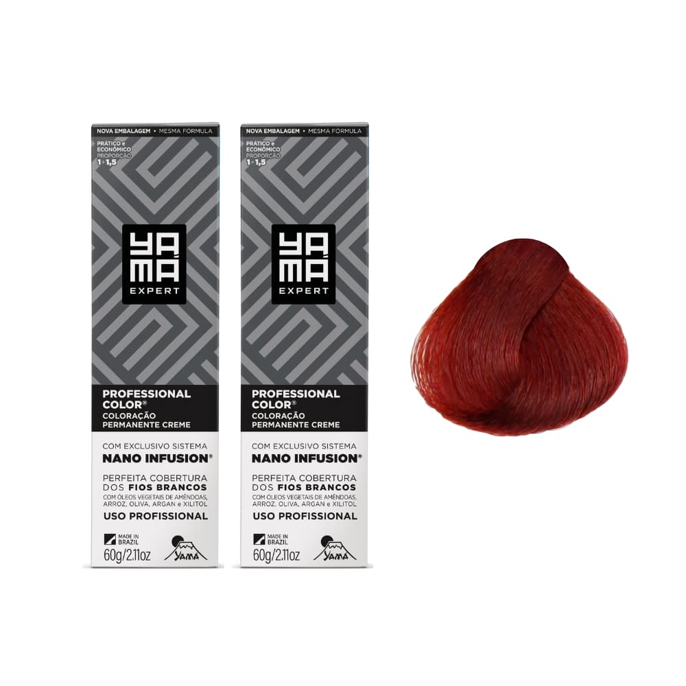 Kit C/2 Coloração Yama Nano Infusion 6.66 Louro Escuro Vermelho Intenso