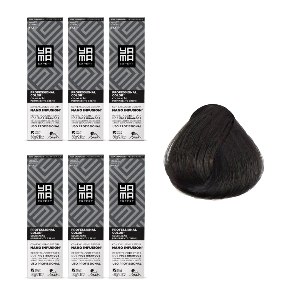 Kit C/6 Colorações Prof Color Yama Nano 4.0 Castanho Médio