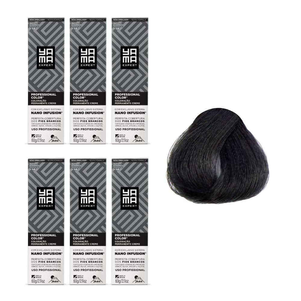 Kit C/6 Colorações Yama Prof Color Nano 3.0 Castanho Escuro