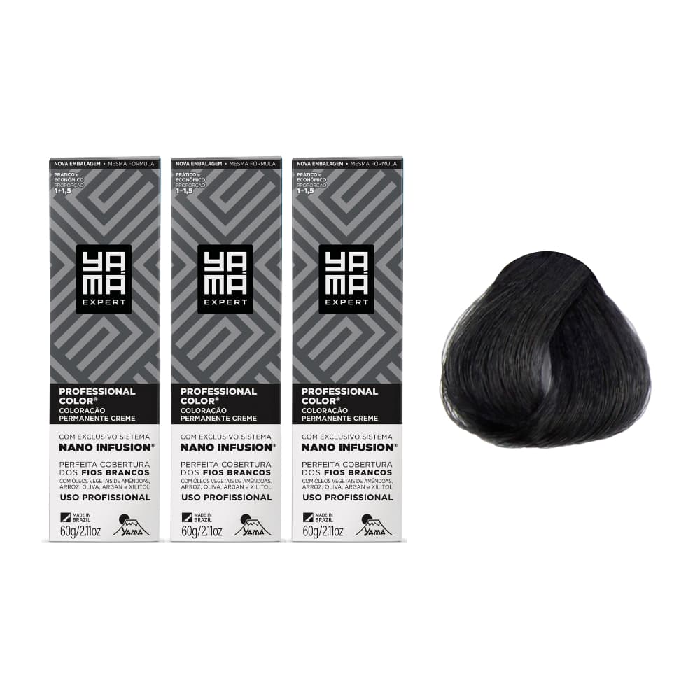 Kit C/3 Colorações Yama Prof Color Nano 3.0 Castanho Escuro