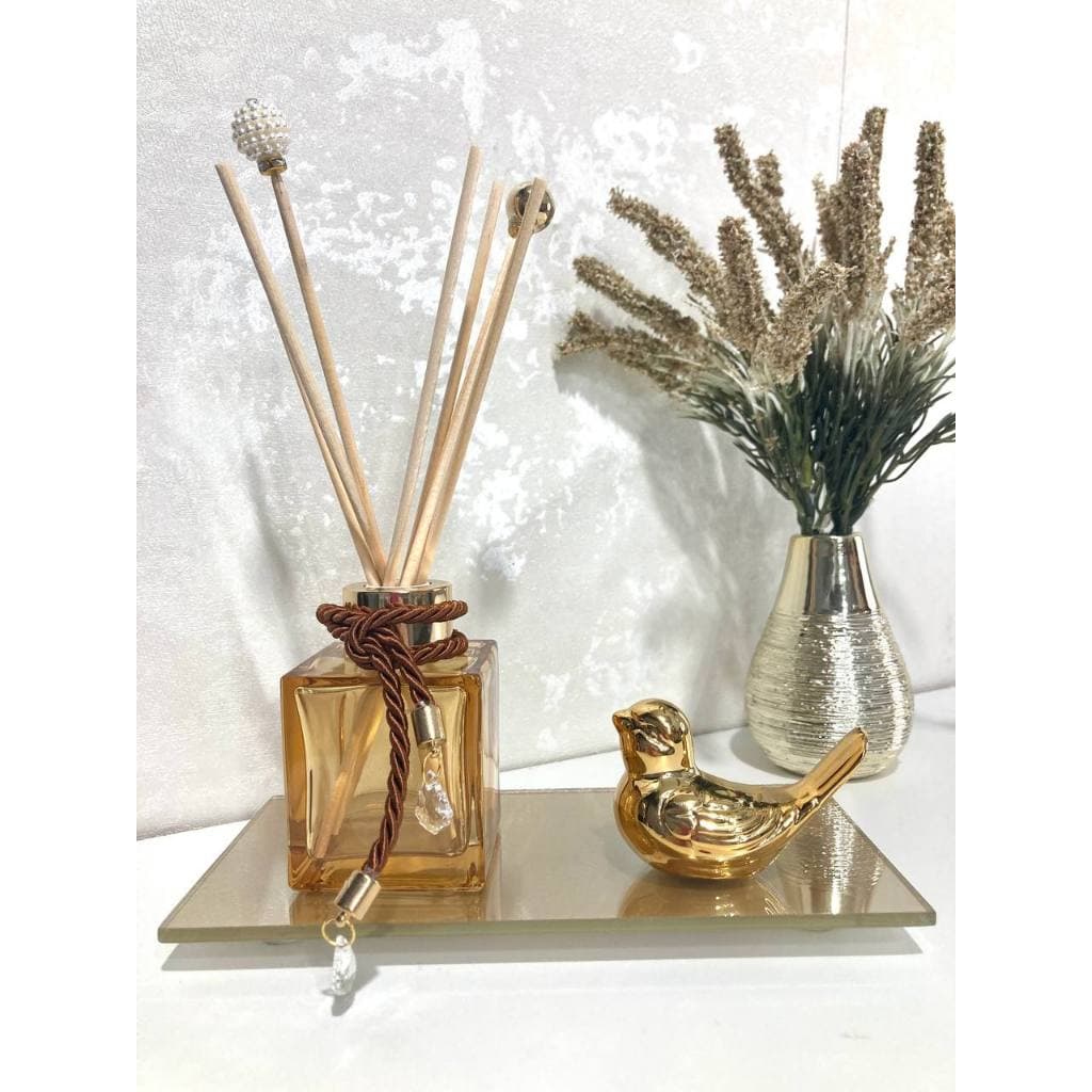 Kit Aromatizador Luxo quadrado com Bandeja e com Passarinho Kit Sala Banheiro