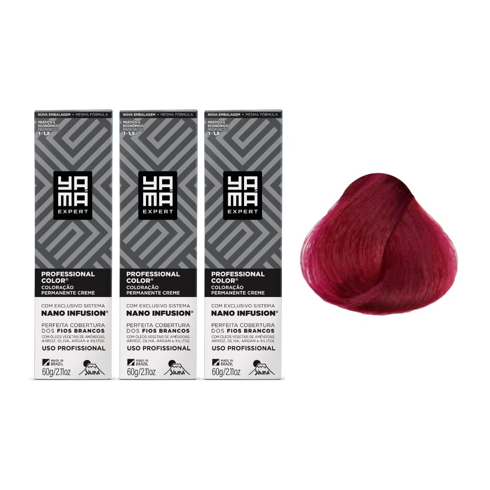 Kit C/3 Colorações Yama Prof Color Nano Infusion 9.26 Louro Mt Claro Irisado Av Marsa