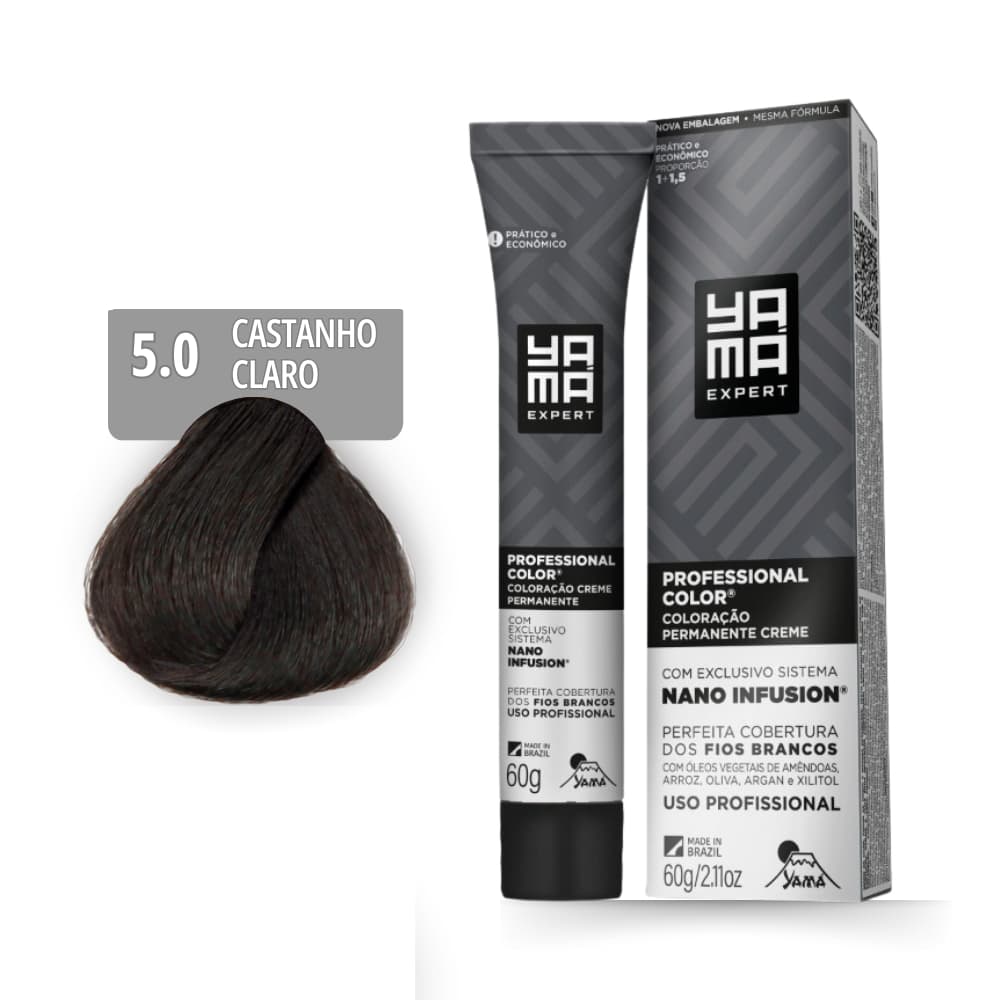 Coloração Yamá Creme Professional Color Nano Infusion 5.0 Castanho Claro