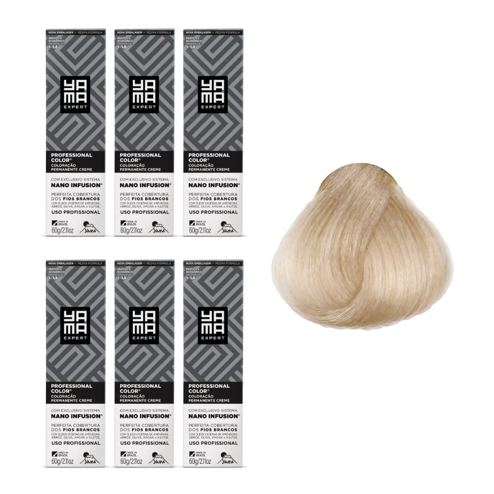 Kit C/6 Colorações Yama Prof Color Nano Infusion 10.13 Louro Claríssimo Acin Dourado