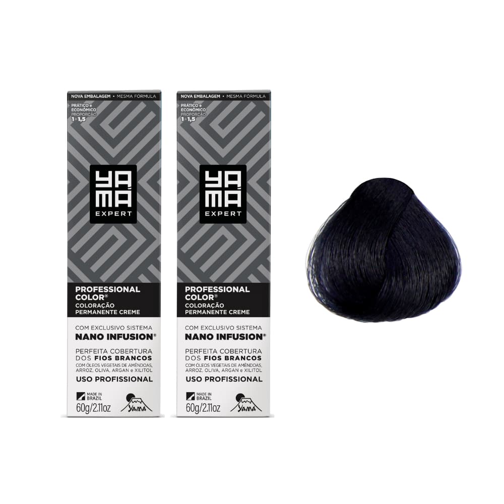 Kit C/2 Coloração Yama Nano 1.1 Preto Azulado