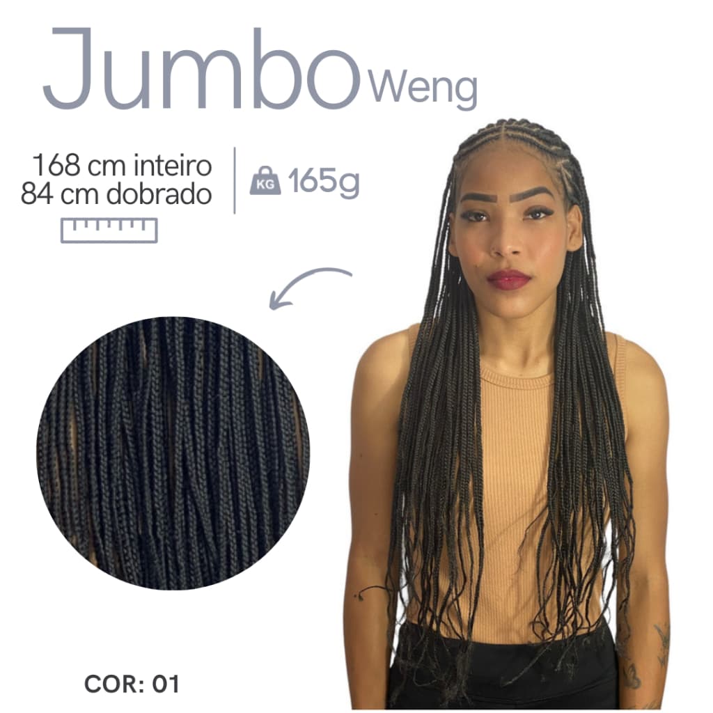 Cabelo Sintético Kanekalon Jumbo Weng Pronto Para Trançar - Diversas Cores
