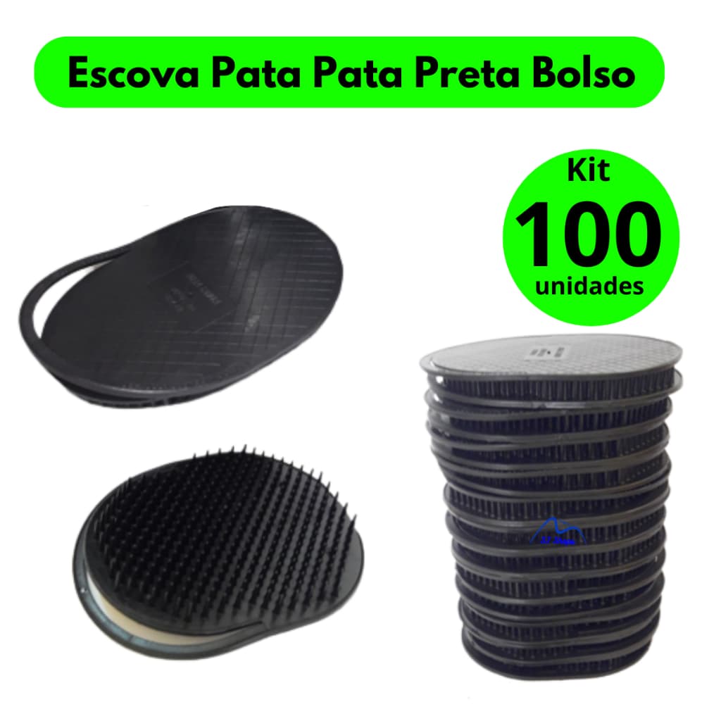 Pente Masculino Kit 100 un. PRETO Escova Pata Pata de Bolso Atacado