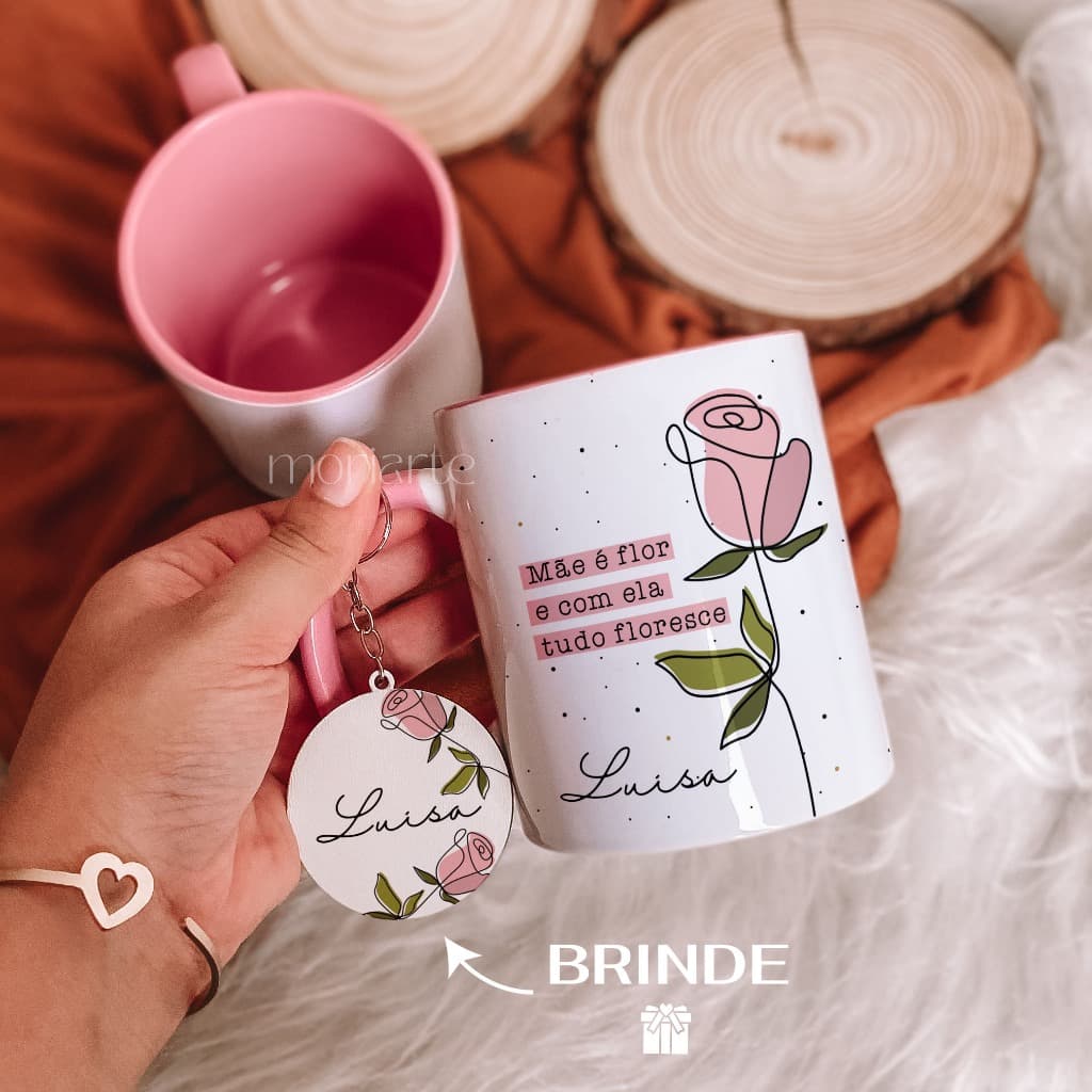 Caneca personalizada Mãe é flor, Caneca rosa, caneca para MÃES , presente criativo