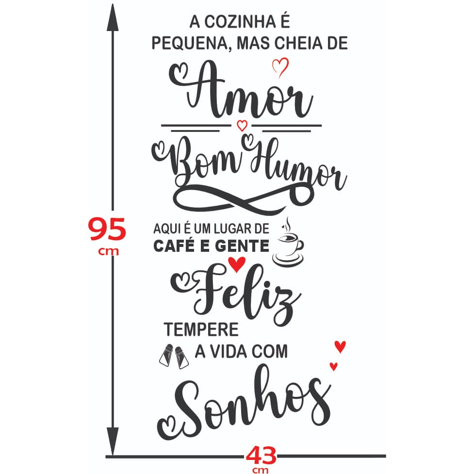ADESIVO FRASE A COZINHA É PEQUENA MAS CHEIA DE AMOR