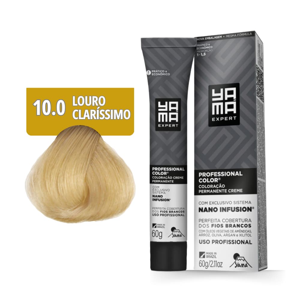 Coloração Yamá Creme Professional Color Nano Infusion 10.0 Louro Claríssimo