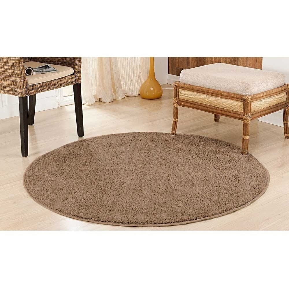 Tapete Redondo 2,00 X 2,00 Classic 100% Antiderrapante Moderno Toque Pelo Macio Oasis