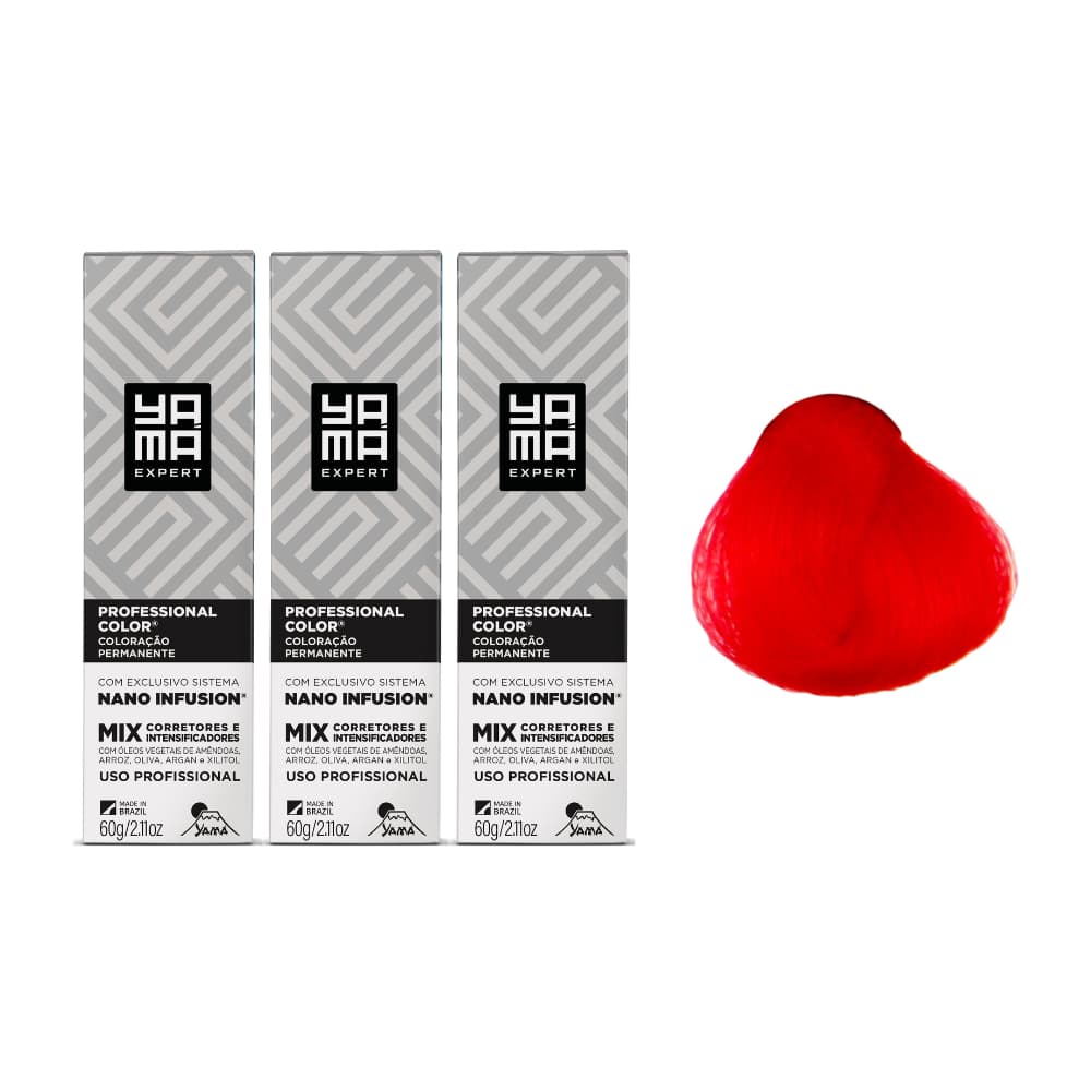 Kit C/3 Colorações Prof Color Nano Mix Vermelho Yamá