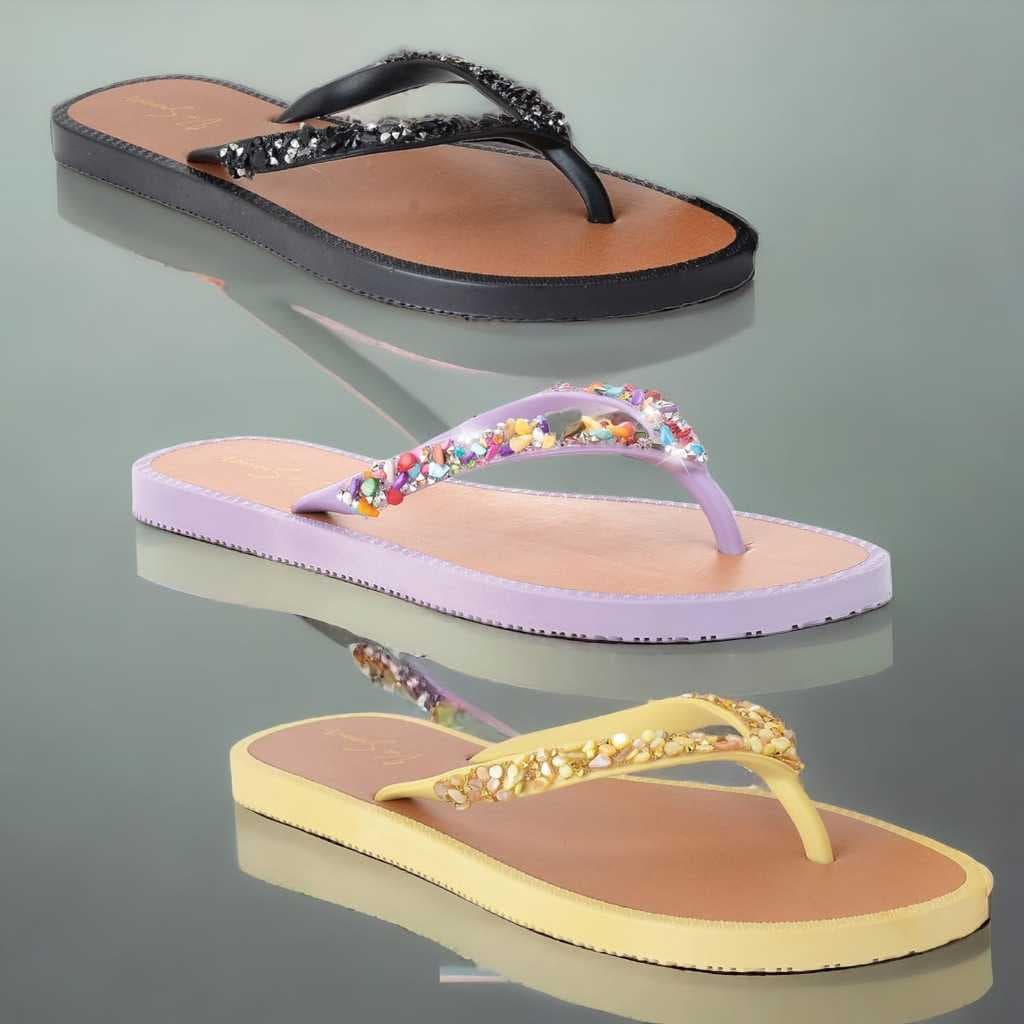 Chinelo Pedrarias Quadrado Via Summer Sandália Rasteirinha Casual Dia a Dia Lançamento Verão