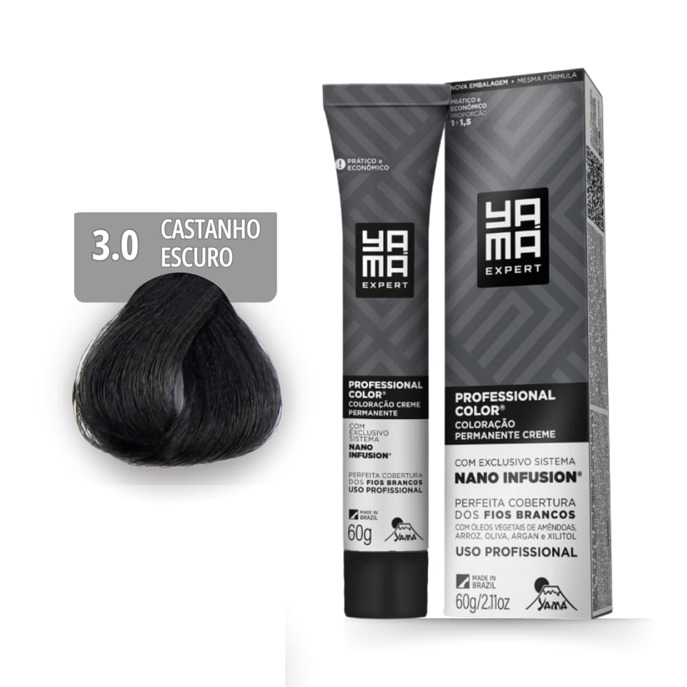 Coloração Yamá Creme Professional Color Nano Infusion 3.0 Castanho Escuro