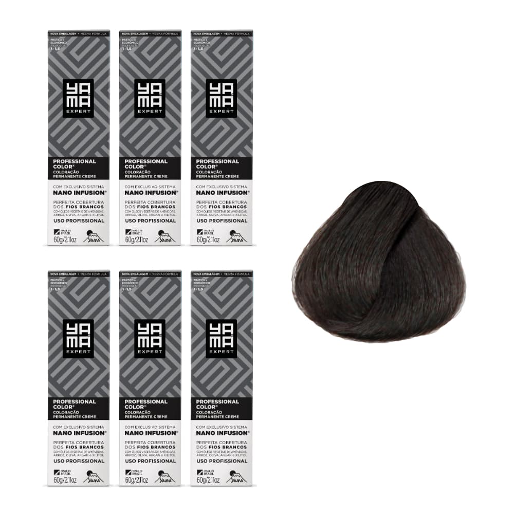 Kit C/6 Colorações Prof Color Nano 5.0 Castanho Claro Yamá