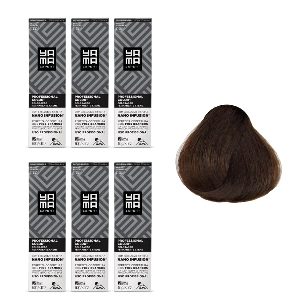 Kit C/6 Colorações Prof Color Nano 6.0 Louro Escuro Yamá