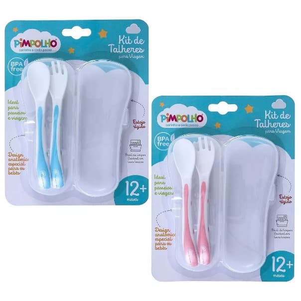Kit talher infantil bebe criança introdução alimentar garfinho colherzinha caixinha pra transporte