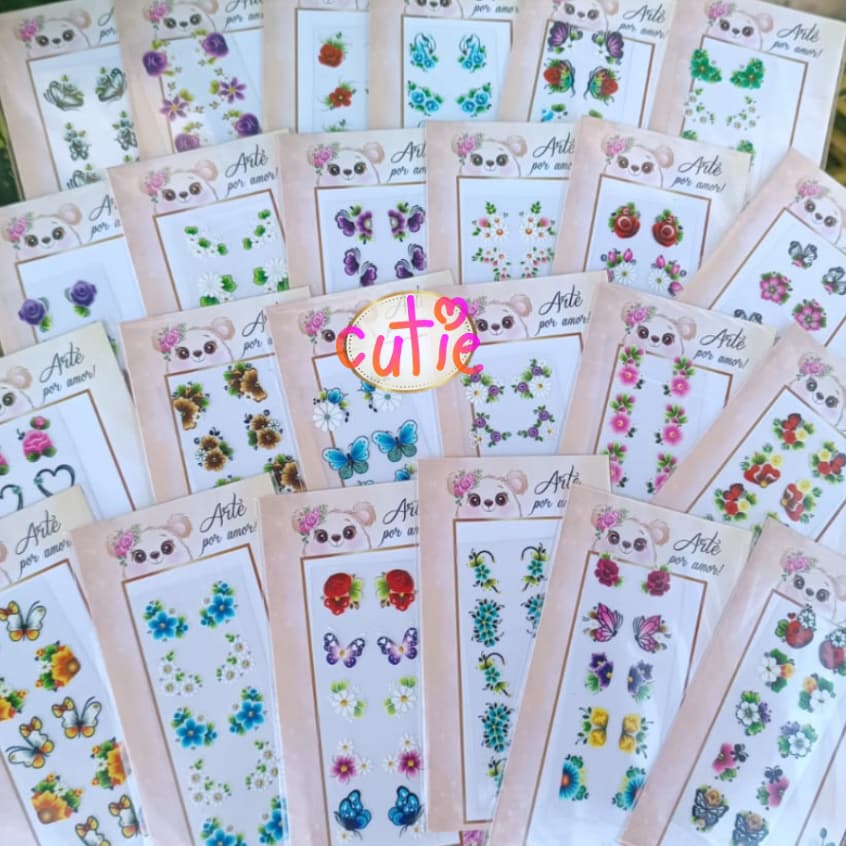 200 Adesivos Películas 3d para Unhas decoradas Nail Art (20 cartelas)