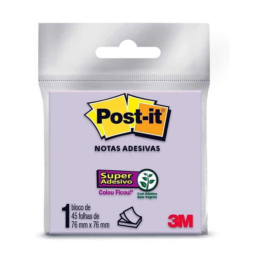 Bloco de Notas Super Adesivo 76x76mm  45 FL Post-it Escolha Cor