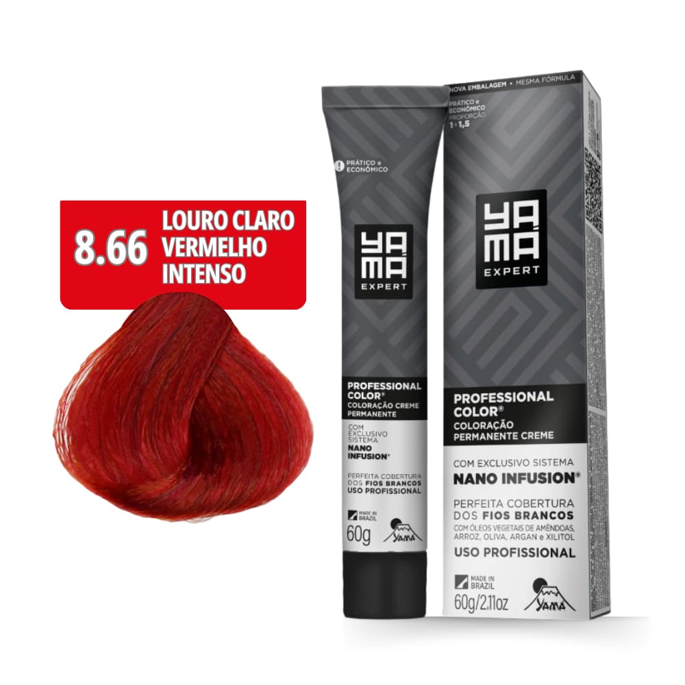 Kit C/3 Colorações Prof Color Nano Infusion 8.66 Louro Claro Vermelho Yamá