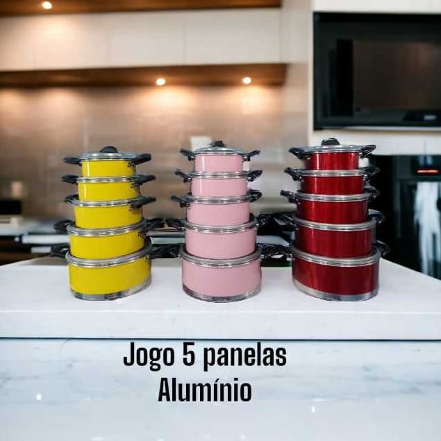 JOGO DE PANELAS CAÇAROLA EM ALUMÍNIO GROSSO 5 PEÇAS