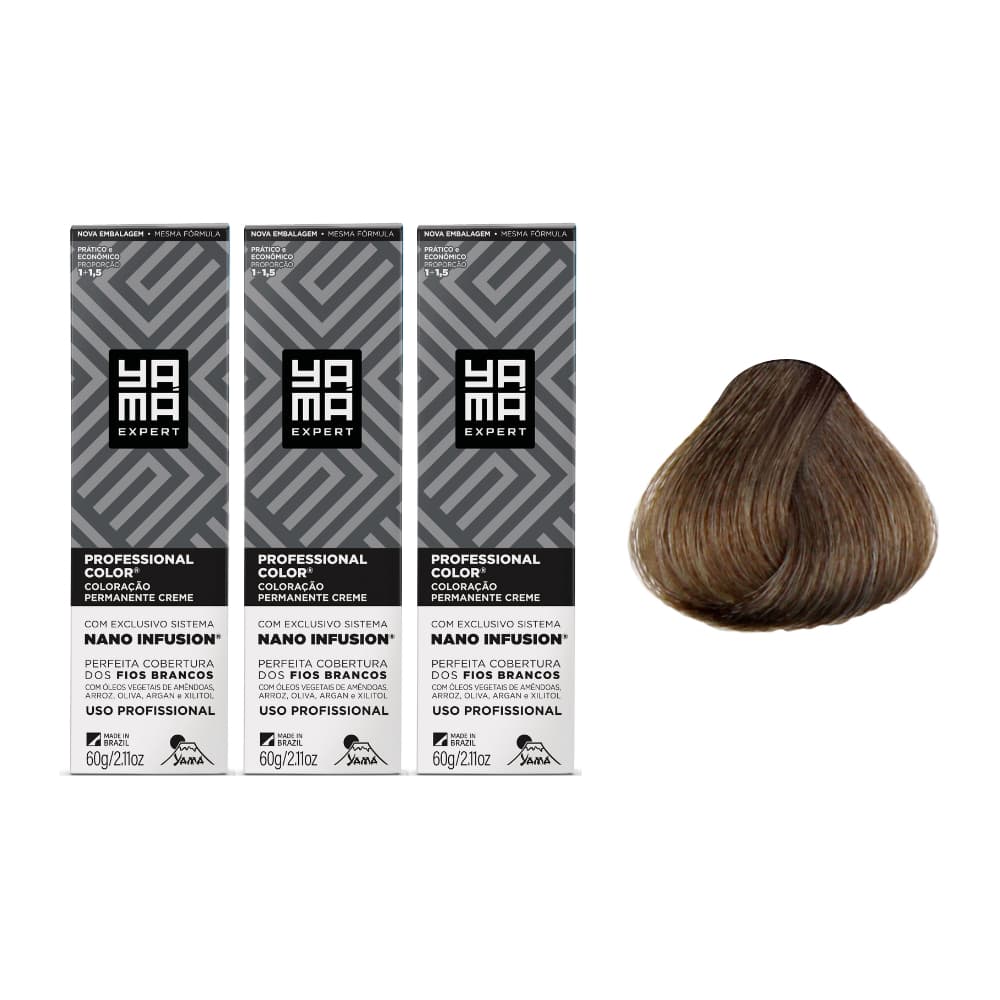 Kit C/3 Colorações Prof Color Nano 6.1 Louro Escuro Acinz Yamá