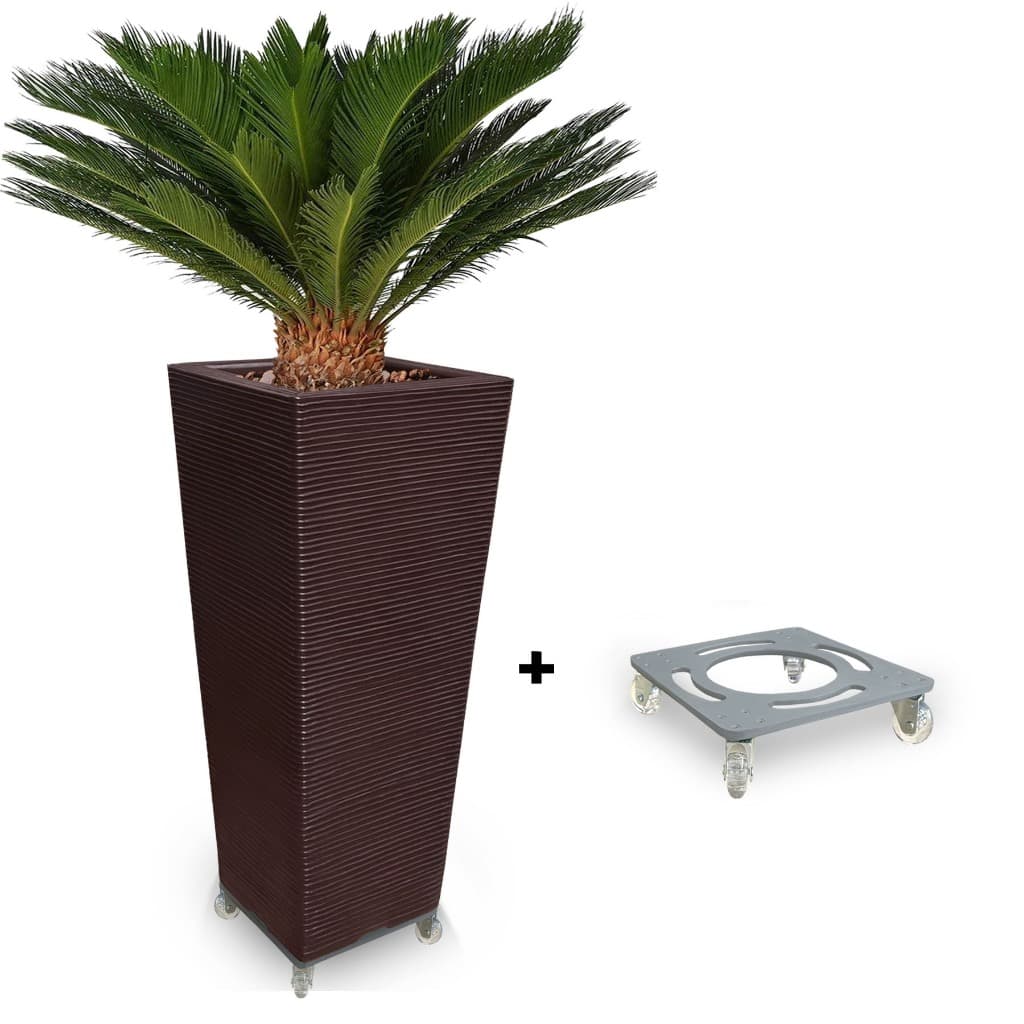 Vaso De Planta de Polietileno 90x40 + Base Suporte de Alumínio Quadrado Com Rodinhas de Gel Q