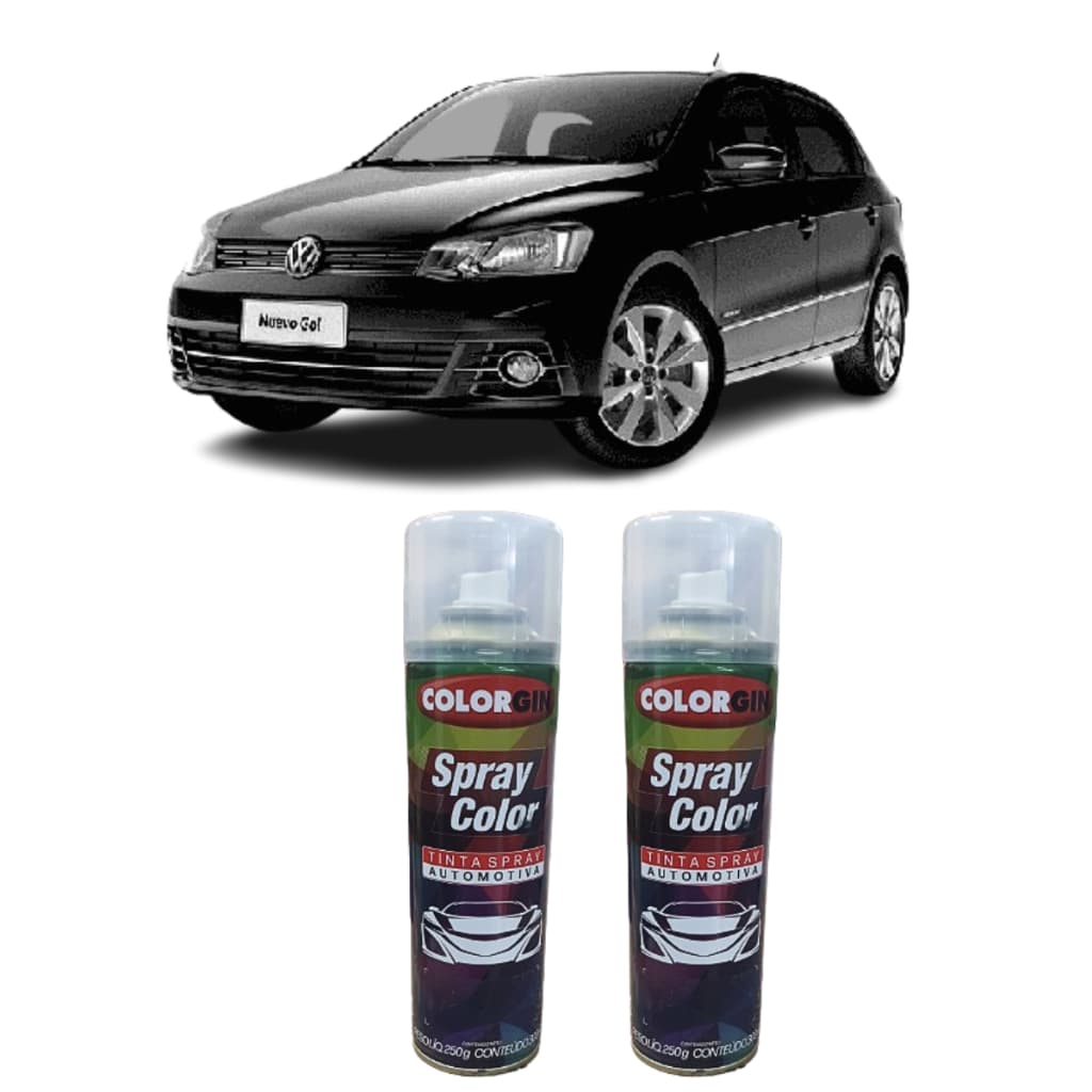 Tinta Spray Automotiva Preto Ninja Vw + Spray Verniz Brilhante 300ml Uso Profissional