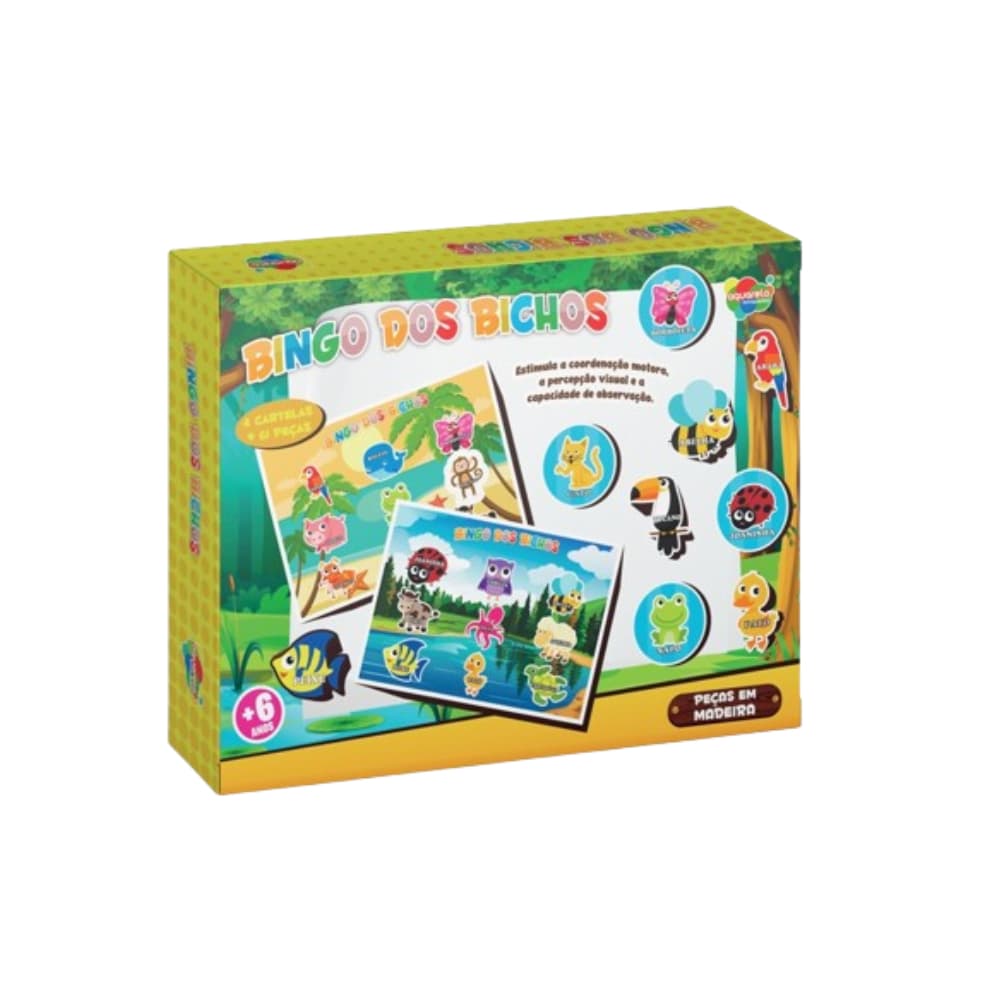 Bingo Dos Animais/Bichos Brinquedo Pedagógico Criança Diversão Presente Família - Aquarela brinquedos - 132