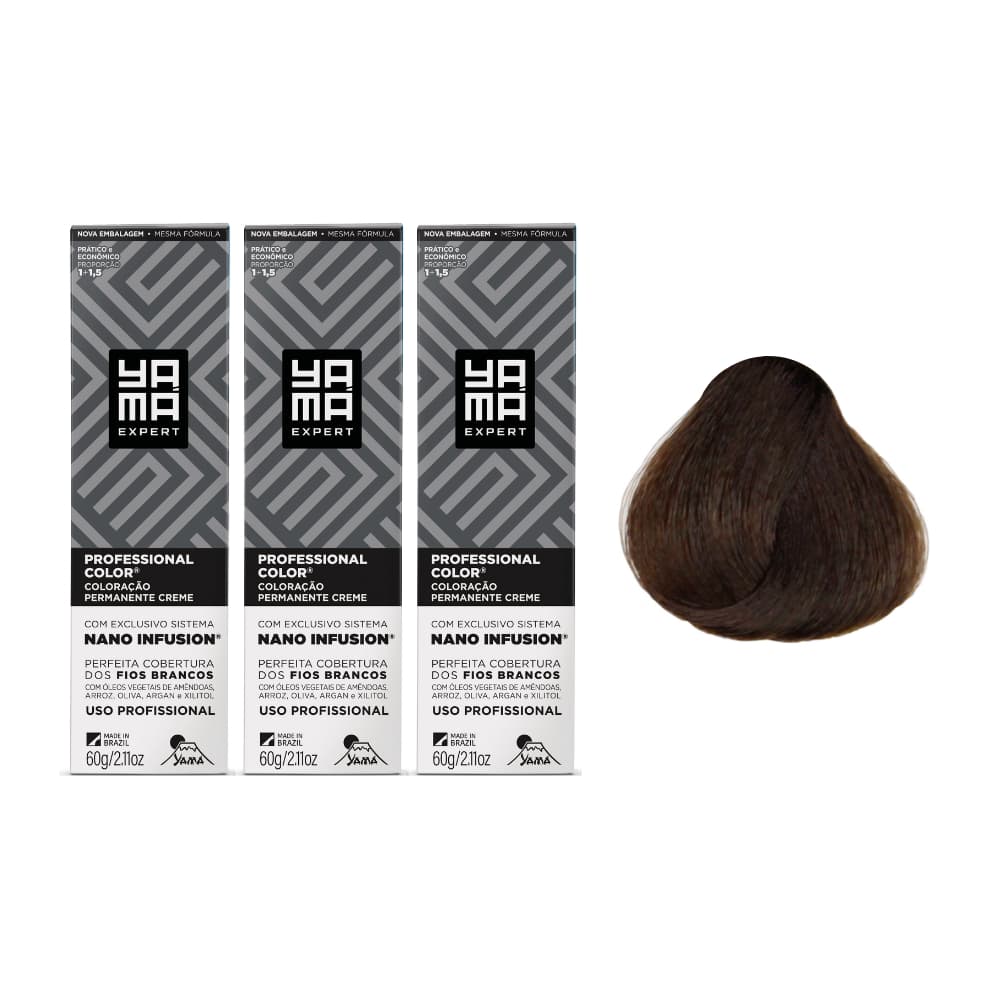 Kit C/3 Colorações Prof Color Nano 6.0 Louro Escuro Yamá