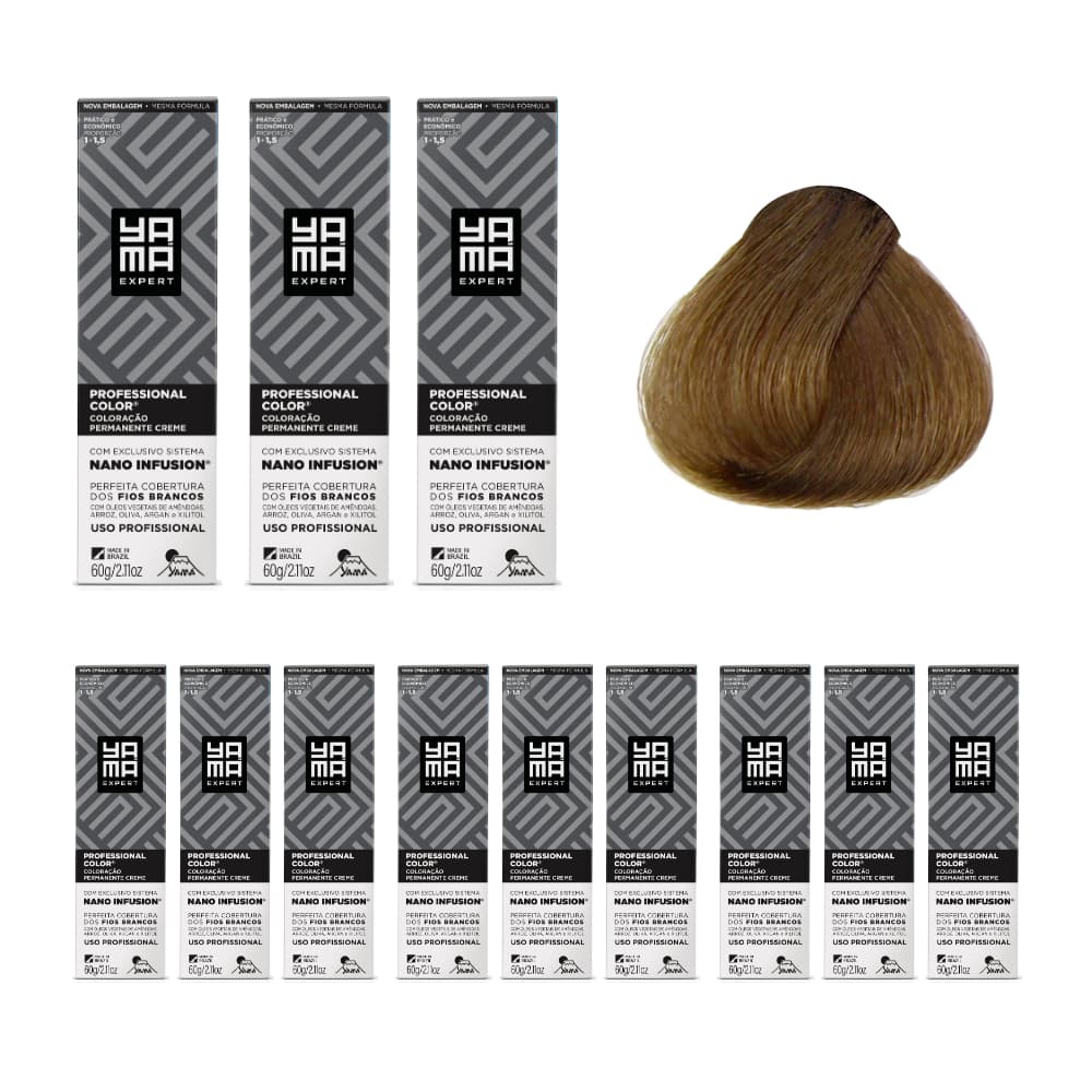 Kit C/12 Colorações Prof Color Nano 7.0 Louro Médio Yamá
