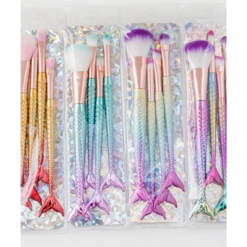 Kit de 4 pinceis para maquiagem Calda de Sereia Cores Aleatorios