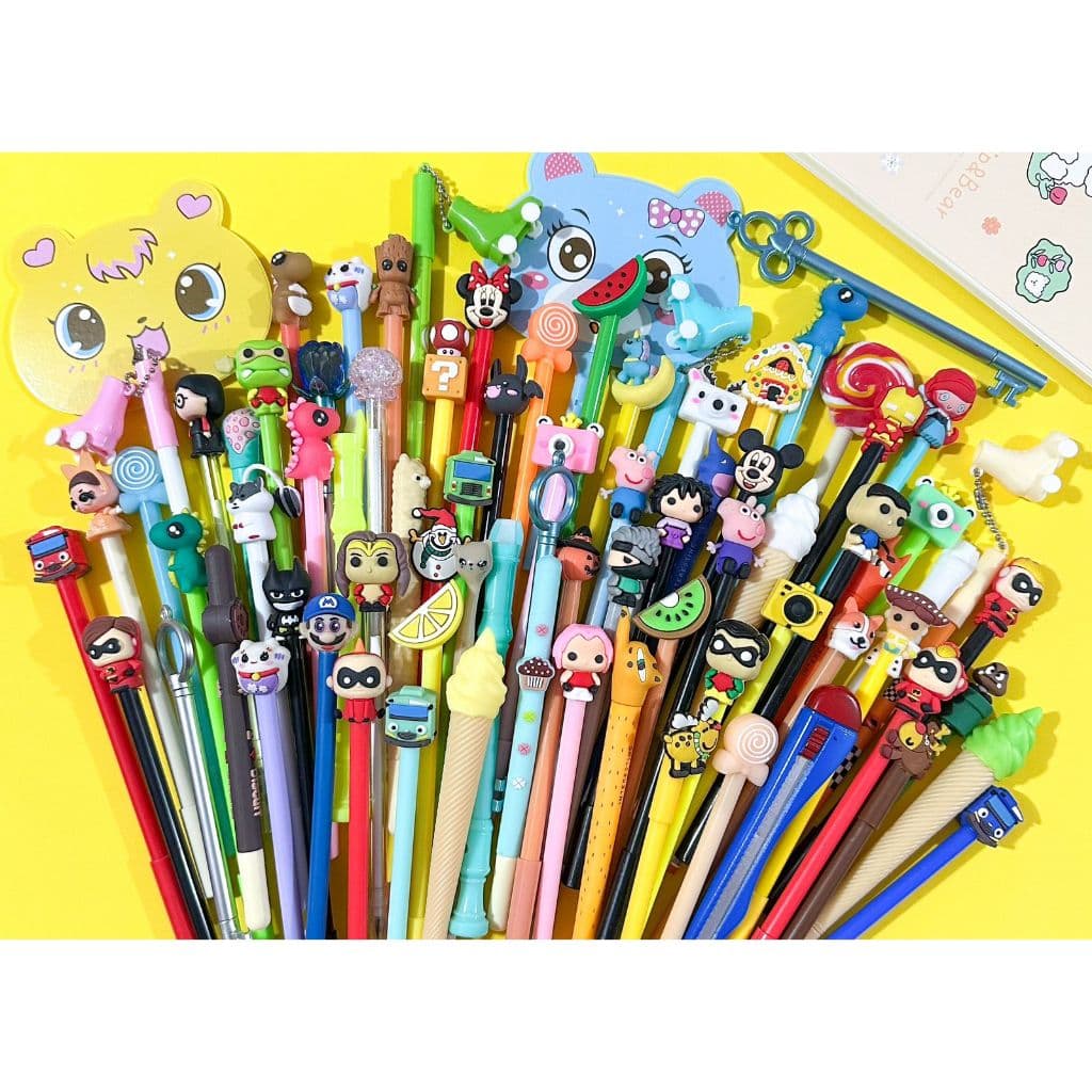 Kit 12 unidades Canetas fofa Criativa Gel Bichinhos Personagens Animadas Kawaii 12 modelos diferentes