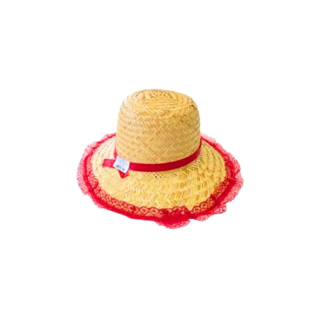 Chapéu De Palha Com Renda Feminino Infantil Sem Trança Cores Sortidas