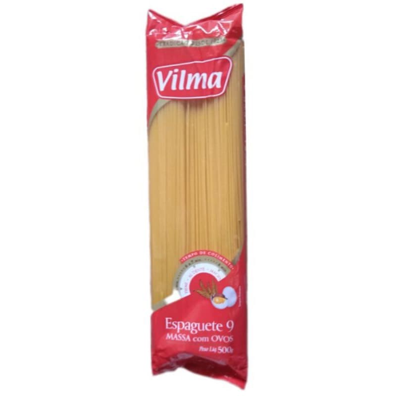 Macarrão espaguete  Vilma com ovos, pacote com 500 gramas.