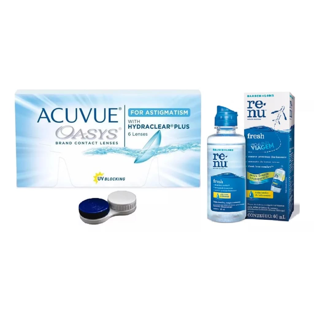 Lentes de Contato Acuvue Oasys Tórica P/ Astigmatismo  Estojo e RENU60ML
